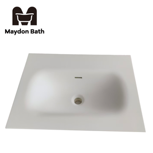Lavabo de encimera sin orificio para hotel, lavabo rectangular blanco suspendido en la pared con desagüe, proveedor de baños - Product Image 1