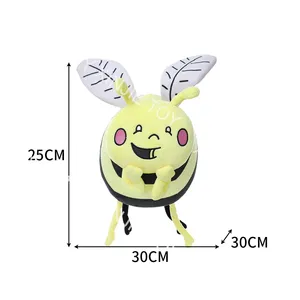 New Creative Soft Plush Bee Toys With Printing Embroidery Cartoon Happy Bee Stuffed Animal Plush Toy For Girls Birthday Present