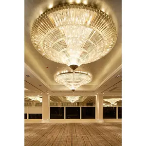 Produsen Lampu Gantung Hotel Lampu Kristal Tradisional Emas Mewah untuk Pesta Pernikahan Lampu Gantung Besar untuk Hotel