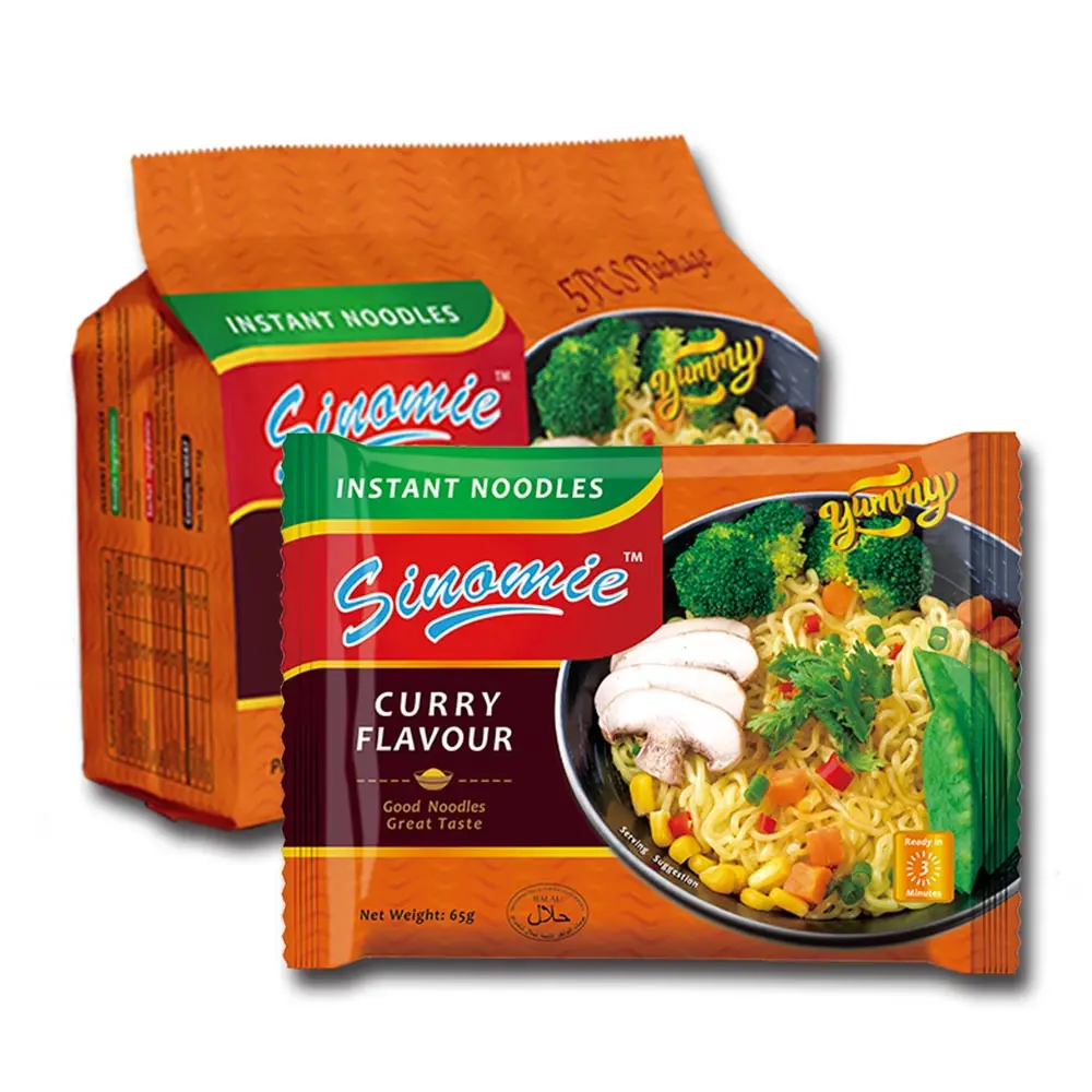 SINOMIE marka çin erişte Fast Food OEM lal ürünleri 1 adet veya aile ambalaj Curry lezzet anında çanta erişte