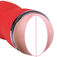 Masturbateur masculin 2-en-1 en silicone double face, type 'Aircraft Cup', jouet sexuel de poche mains libres pour hommes