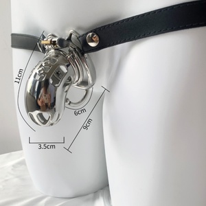 Adjustable Wearable Leather Pants Stainless Steel Chastity Lock Men's Metal Bird Cage Penis Lock Sex Toys - Product Image 6