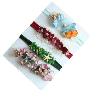 Vintage <strong>Baby</strong> Boy Pearl <strong>Headband</strong> Boho <strong>Baby</strong> Girl Flower Hair Band Lovely Newborn Photography Headpiece Props Studio Accessories - Product Image 5