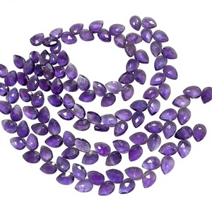 Perles Briolette en Améthyste Violette Facettées Forme Poire et Feuille, Pierre Naturelle pour la Fabrication de Bijoux - Prix Usine - Product Image 3