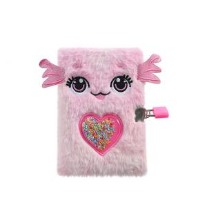 Diario A6 con Diseño de Corazón de Peluche Rosa, Papelería Creativa y Linda con Lentejuelas y Candado para Tomar Notas - Product Image 1