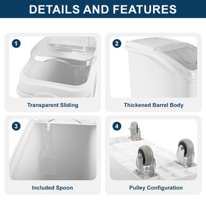 Thùng đựng nguyên liệu thực phẩm bằng nhựa trắng để bàn, dùng cho tiệm bánh, nhà hàng, đựng ngũ cốc, bột mì, đường, nguyên liệu số lượng lớn - Product Image 4