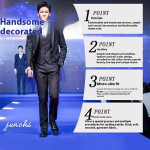 Setelan pakaian pria Korea, dapat disesuaikan, Mode Korea ramping, bagian depan datar berkancing sebaris, berdandan, kasual Formal profesional - Product Image 3