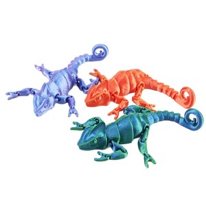 Figurines de caméléons imprimées en 3D, jouets d'animaux mobiles multi-articulés, miniatures pour accessoires de maison, cadeau pour enfants, décoration de salon - Product Image 1