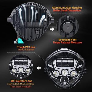 Phare de <span class=keywords><strong>moto</strong></span> LED 7 pouces, faisceau Hi Lo, DRL blanc, avec support de montage universel pour <span class=keywords><strong>moto</strong></span>, compatible - Product Image 3