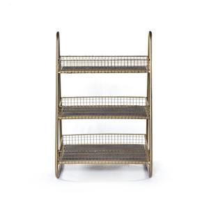 Vishwa Udhyog Modern 3 Tier Wire Basket Shelf Organizer Display <b>Rack</b> with Panel Design Rajasthan for Living Room <b>Kitchen</b> Counter - Product Image 2