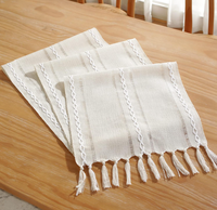 Chemin de table tissé en coton et lin Décoration de table de ferme de mariage rustique