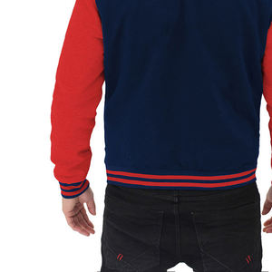 เสื้อแจ็กเก็ตเบสบอลสำหรับผู้ชายมีแขนหนังลายปักโลโก้ออกแบบได้ตามต้องการ - Product Image 3