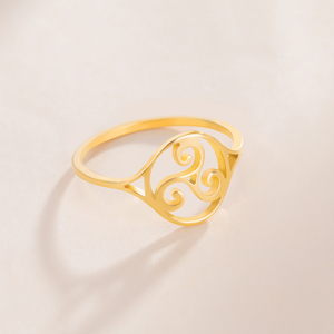 Triskele Triskelion anneau en acier inoxydable Triple spirale amulette bagues Vintage bijoux cadeau d'anniversaire pour les femmes - Product Image 3