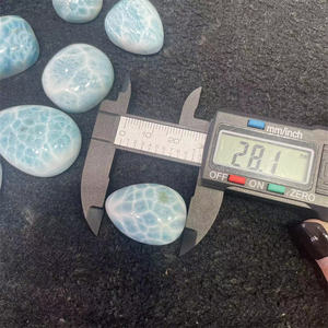 Doğal mavi taş Oval şekil Cabujones Larimar takı yapımı - Product Image 4