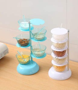 Wholesale Hot Product Kitchen Accessories Seasoning <b>Jar</b> Plastic Condiment Storage Rotating Box with Spoon 5 Layers Food - Product Image 1