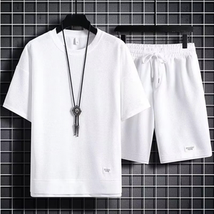 Conjunto de 2 Piezas para Hombre, Verano, Sólido, Transpirable, Informal, Camiseta y Pantalones Cortos, Talla Grande, Ropa Urbana Diaria - Product Image 5