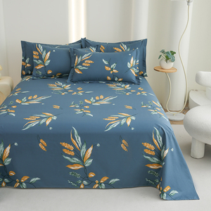 Luxueuze 100% katoenen teal botanische lakengoedset, 3-delig beddengoed met kussenslopen, gezellig modern boerderijdecor voor een rustige nachtrust - Product Image 2
