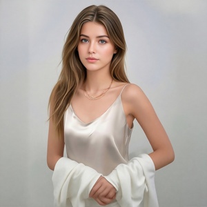 Débardeur en satin de soie pour <span class=keywords><strong>femme</strong></span>, débardeur basique ample à <span class=keywords><strong>col</strong></span> en <span class=keywords><strong>V</strong></span> pour l'été, débardeur court pour <span class=keywords><strong>femme</strong></span> - Product Image 4