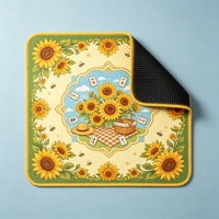 Tapis de Mahjong Ferme de Tournesols Jaune, Imprimé Jardin de Tournesols, Antidérapant, Pliable, en Feutre, pour 4 Joueurs