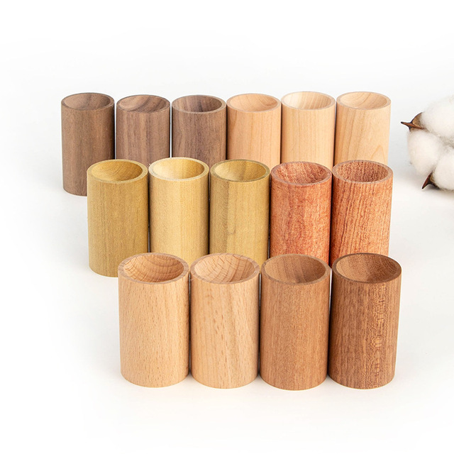 Wholesale Cylinder Wooden Incense Holders Essential Oil Diffuser Black Walnut Wood Aromatherapy Diffusers for Home