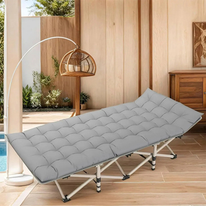 Lit pliant simple inclinable et extensible avec cadre en acier moderne, portable pour le camping et l'extérieur - Product Image 5