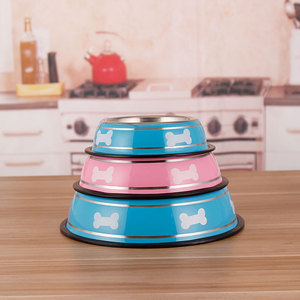 Mangkuk hewan peliharaan baja tahan karat ramah lingkungan dengan alas karet perjalanan dan mangkuk anjing untuk hewan kecil - Product Image 1