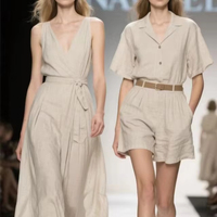 Nuevos productos que se convierten en éxitos instantáneos 55% Lino 45% Algodón Color Lino Mezcla de algodón Tela Ropa de verano