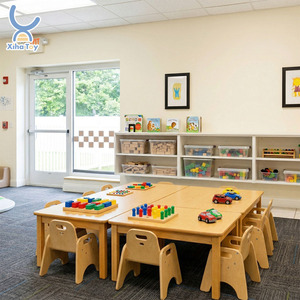 Mesas y Sillas Rectangulares Multifuncionales Montessori para Preescolar, Armario de Almacenamiento de Juguetes y Estantería para Libros para Guardería - Product Image 1