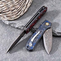 Couteau pliant Premium VG10 Core Damascus avec manche en fibre de carbone et roulement à billes pour activités de plein air, EDC et collection
