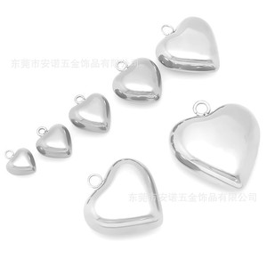 Pendentifs en forme de cœur en acier inoxydable pour la fabrication de colliers, composants de bijoux, 10 pièces, tailles assorties - Product Image 2