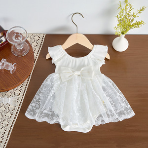 Ensemble de robe de baptême blanche d'été Angou pour filles de 0 à 18 mois, tenue de fête d'<span class=keywords><strong>anniversaire</strong></span> pour bébé, <span class=keywords><strong>combinaison</strong></span> - Product Image 5