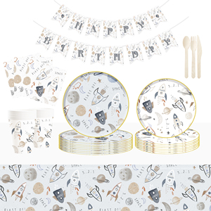 DAMAI - Artículos para Fiestas Infantiles con Temática Espacial, Artículos para Fiestas de Cumpleaños, Elementos del Sistema Solar, Vajilla Desechable, Servilletas de Papel, Vasos, Platos - Product Image 3