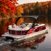Bateau ponton de luxe de haute qualité pour 12 personnes avec direction hydraulique, certifié CE, moteur hors-bord de 200 CV pour la pêche et les croisières au coucher du soleil