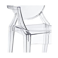 Chaise à accoudoirs empilable moderne, chaise fantôme confortable en acrylique transparent, pour la maison, le bureau, la cuisine, la salle à manger, l'hôtel, légère et écologique