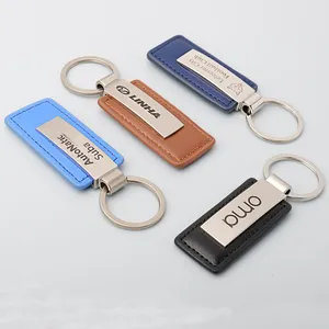 Promotion Gift Leather Key Tag Key Holder Custom PU Leather Metal Keychain Car Keychains
