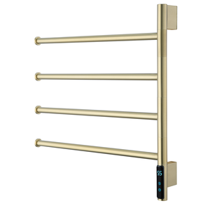 Toallero Eléctrico Giratorio Calefactable de Pared en Gris Metálico Cepillado con 4 Rieles para Baño - Product Image 2