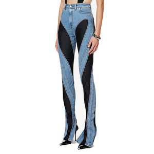 Vente en gros de tissu denim et <span class=keywords><strong>cuir</strong></span> <span class=keywords><strong>skinny</strong></span> taille haute personnalisé pour <span class=keywords><strong>femme</strong></span> jeans cool pour la vie quotidienne - Product Image 2