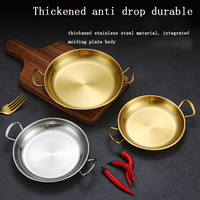 Accessoires de cuisine de haute qualité restaurant 304 acier inoxydable doré rond collation poulet plat plat plat avec poignée