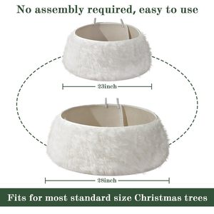YUELIAN Vente en gros Jupe de sapin de Noël réglable en fausse fourrure peluche blanche neige Décoration de fêtes - Product Image 3