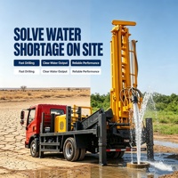 Camion de forage de puits d'eau domestique à moteur diesel, machine de forage de puits résidentiels, engin de forage de puits sur camion