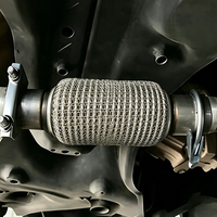 Pipa Knalpot Fleksibel Aftermarket Performa Mobil 45*100mm dengan Jaring Kawat Lunak dan Interlock SS201
