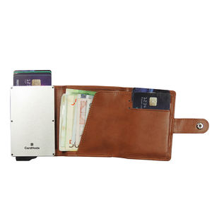 Porte-cartes RFID avec logo personnalisé Portefeuille d'affaires unisexe court en métal tendance antivol en cuir Pop PU nylon grande capacité - Product Image 1