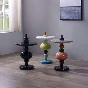 Creative Side <b>Table</b> Modern Simple Gourd Wood Marble Colored <b>Glass</b> Wood Nordic Style - Product Image 3