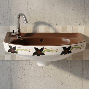 Lavabo Cuadrado de Cerámica con Estampado Floral, Lavabo Artístico para Colgar en la Pared, para Proyectos de Hoteles, Villas y Resorts, Venta al Por Mayor - Product Image 6