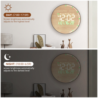 Horloge murale numérique à affichage LED grand format en bambou, avec télécommande, pour la décoration moderne de la chambre à coucher, EMAF