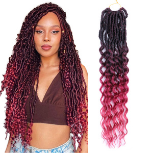 Commercio all'ingrosso della fabbrica Nu Locs con estremità ricci <span class=keywords><strong>capelli</strong></span> sintetici intrecciati dea Locs uncinetto <span class=keywords><strong>capelli</strong></span> ricci finti Locs uncinetto <span class=keywords><strong>capelli</strong></span> ondulati - Product Image 1