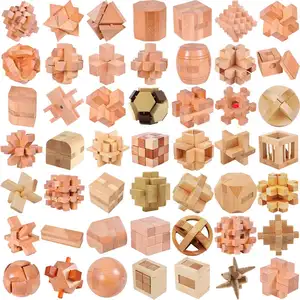 Puzzle di intelligenza educativi tradizionali cinesi giocattoli 3d di bambù cubo cervello rompicapo Kongming