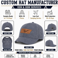 Casquette de baseball personnalisée à 6 panneaux gris chiné perforée au laser avec patch logo en cuir pour sports athlétiques OEM ODM Vente en gros
