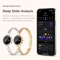 Bracelet intelligent L6 pour femme avec cadran en strass, moniteur de fréquence cardiaque, d'oxygène sanguin et de sommeil, étanche IP67, chaîne métallique, podomètre de fitness, télécommande