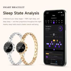 L6 Smart Band Wristband Women Rhinestone Dial HR Blood Oxygen Sleep Monitor IP67 Waterproof Metal Chain Fitness Tracker OEM Logo - Product Image 6